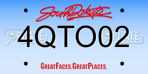 4QTO02 South Dakota License Plate