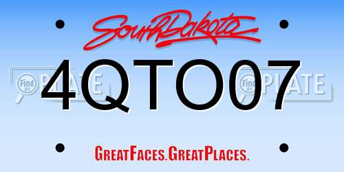 4QTO07 South Dakota License Plate