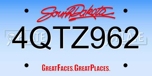 4QTZ962 South Dakota License Plate