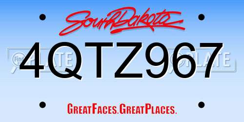 4QTZ967 South Dakota License Plate