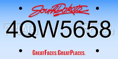 4QW5658 South Dakota License Plate