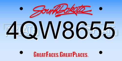 4QW8655 South Dakota License Plate