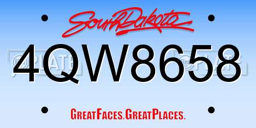 4QW8658 South Dakota License Plate