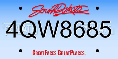 4QW8685 South Dakota License Plate