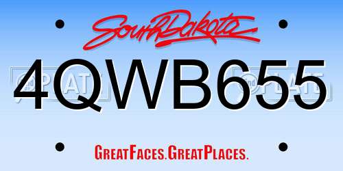 4QWB655 South Dakota License Plate