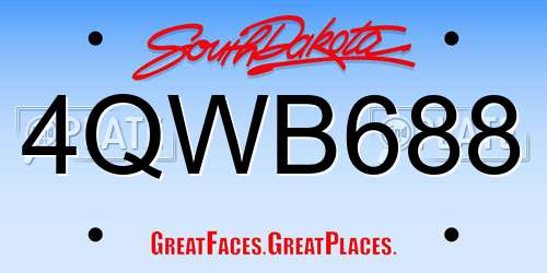 4QWB688 South Dakota License Plate