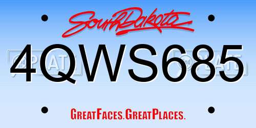 4QWS685 South Dakota License Plate