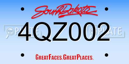 4QZ002 South Dakota License Plate
