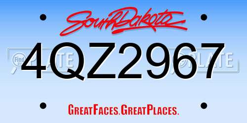 4QZ2967 South Dakota License Plate