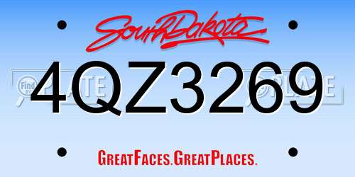 4QZ3269 South Dakota License Plate