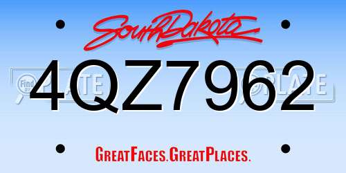 4QZ7962 South Dakota License Plate