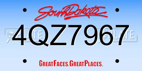 4QZ7967 South Dakota License Plate