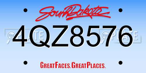 4QZ8576 South Dakota License Plate