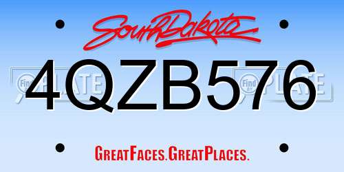 4QZB576 South Dakota License Plate