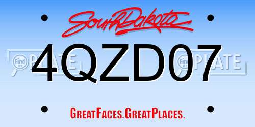 4QZD07 South Dakota License Plate