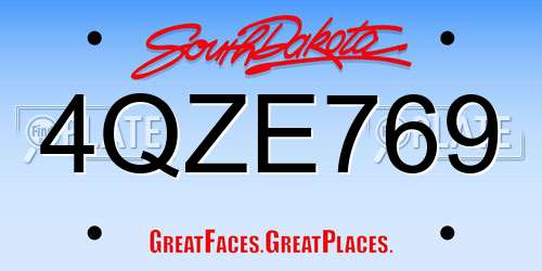 4QZE769 South Dakota License Plate