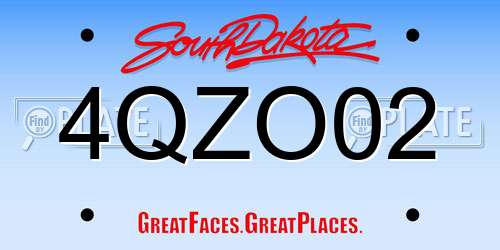 4QZO02 South Dakota License Plate