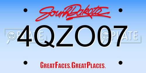 4QZO07 South Dakota License Plate
