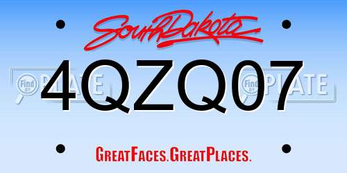 4QZQ07 South Dakota License Plate