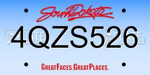 4QZS526 South Dakota License Plate