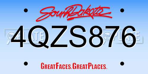 4QZS876 South Dakota License Plate