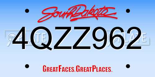 4QZZ962 South Dakota License Plate