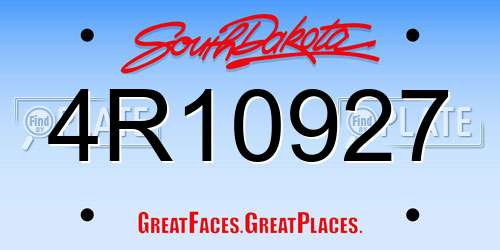 4R10927 South Dakota License Plate