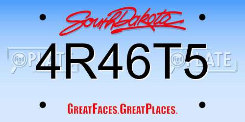 4R46T5 South Dakota License Plate
