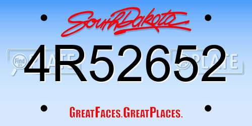 4R52652 South Dakota License Plate