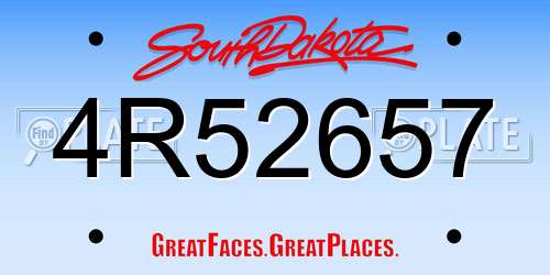 4R52657 South Dakota License Plate