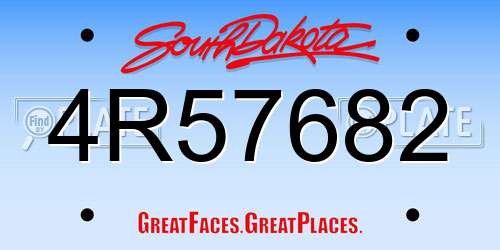 4R57682 South Dakota License Plate