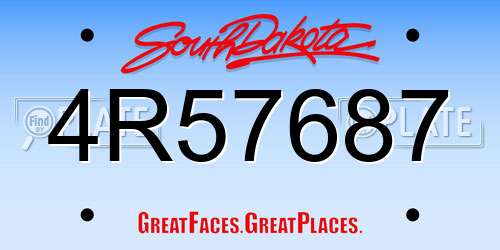 4R57687 South Dakota License Plate