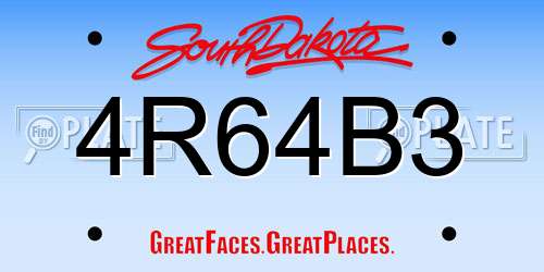 4R64B3 South Dakota License Plate