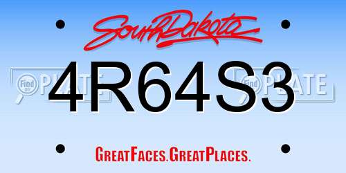 4R64S3 South Dakota License Plate