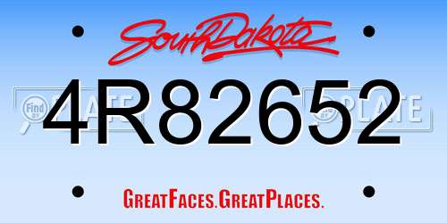 4R82652 South Dakota License Plate