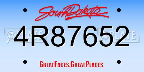 4R87652 South Dakota License Plate