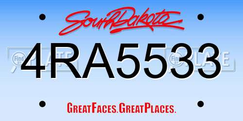 4RA5533 South Dakota License Plate