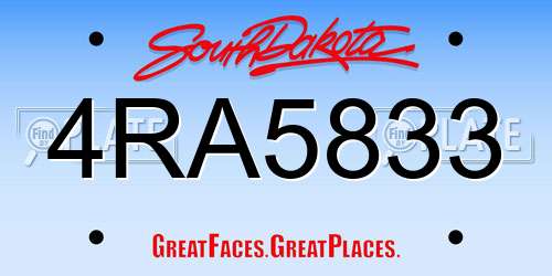 4RA5833 South Dakota License Plate