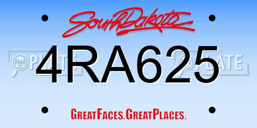 4RA625 South Dakota License Plate