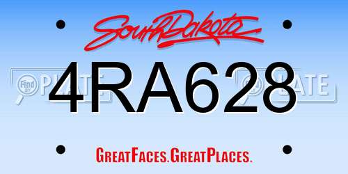 4RA628 South Dakota License Plate