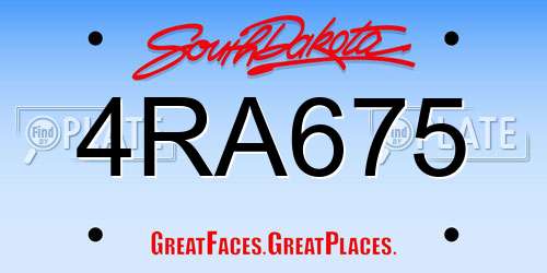 4RA675 South Dakota License Plate