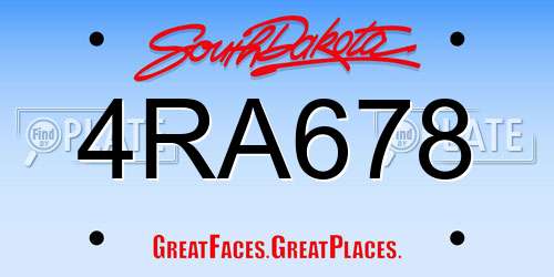 4RA678 South Dakota License Plate