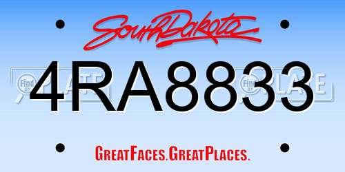 4RA8833 South Dakota License Plate