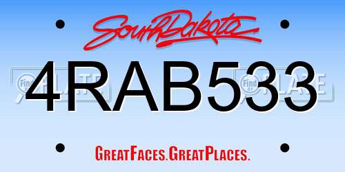 4RAB533 South Dakota License Plate