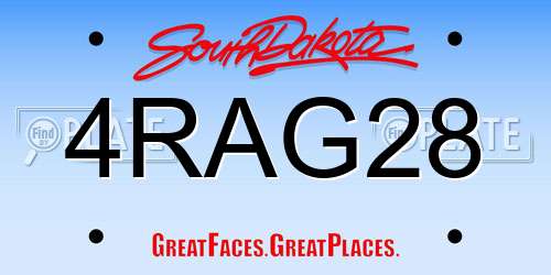 4RAG28 South Dakota License Plate