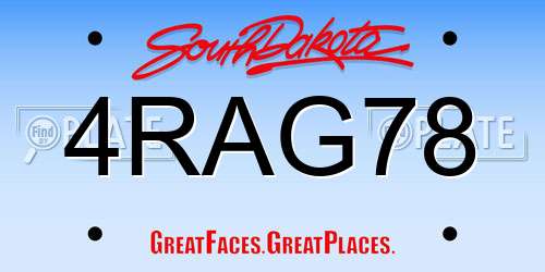 4RAG78 South Dakota License Plate
