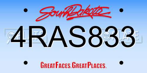 4RAS833 South Dakota License Plate