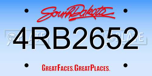4RB2652 South Dakota License Plate