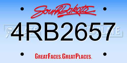 4RB2657 South Dakota License Plate