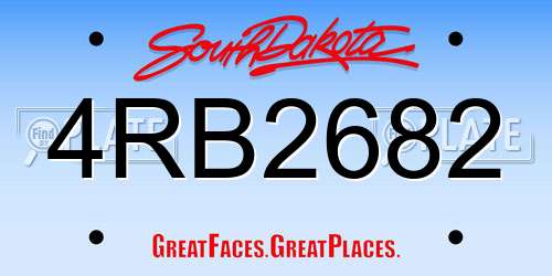4RB2682 South Dakota License Plate